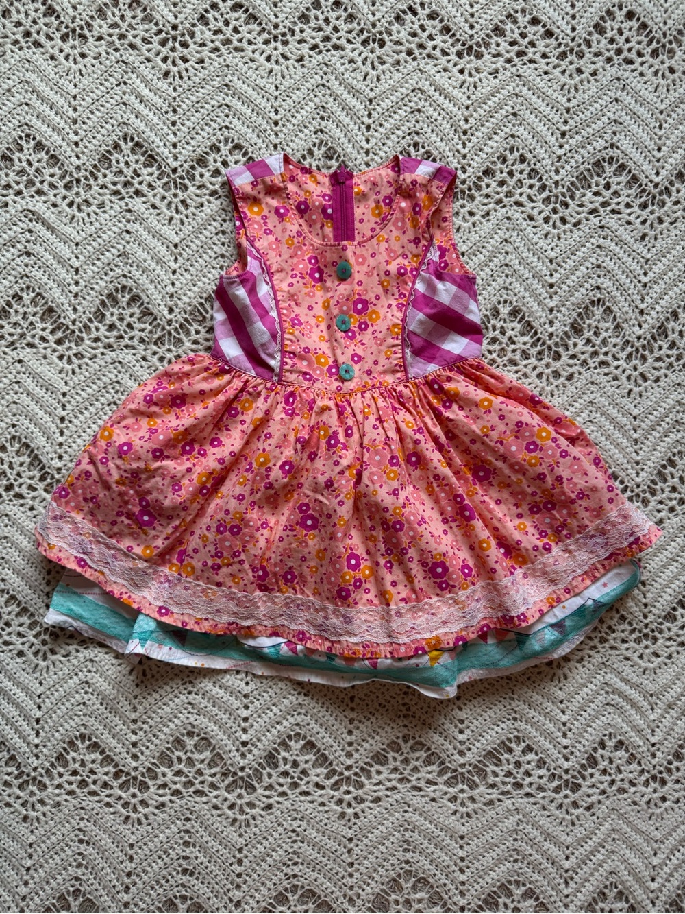 Wild Flowers Girl Tunic Dress Size 4 Whimsical Layered Skirt Lace Pink Floral
